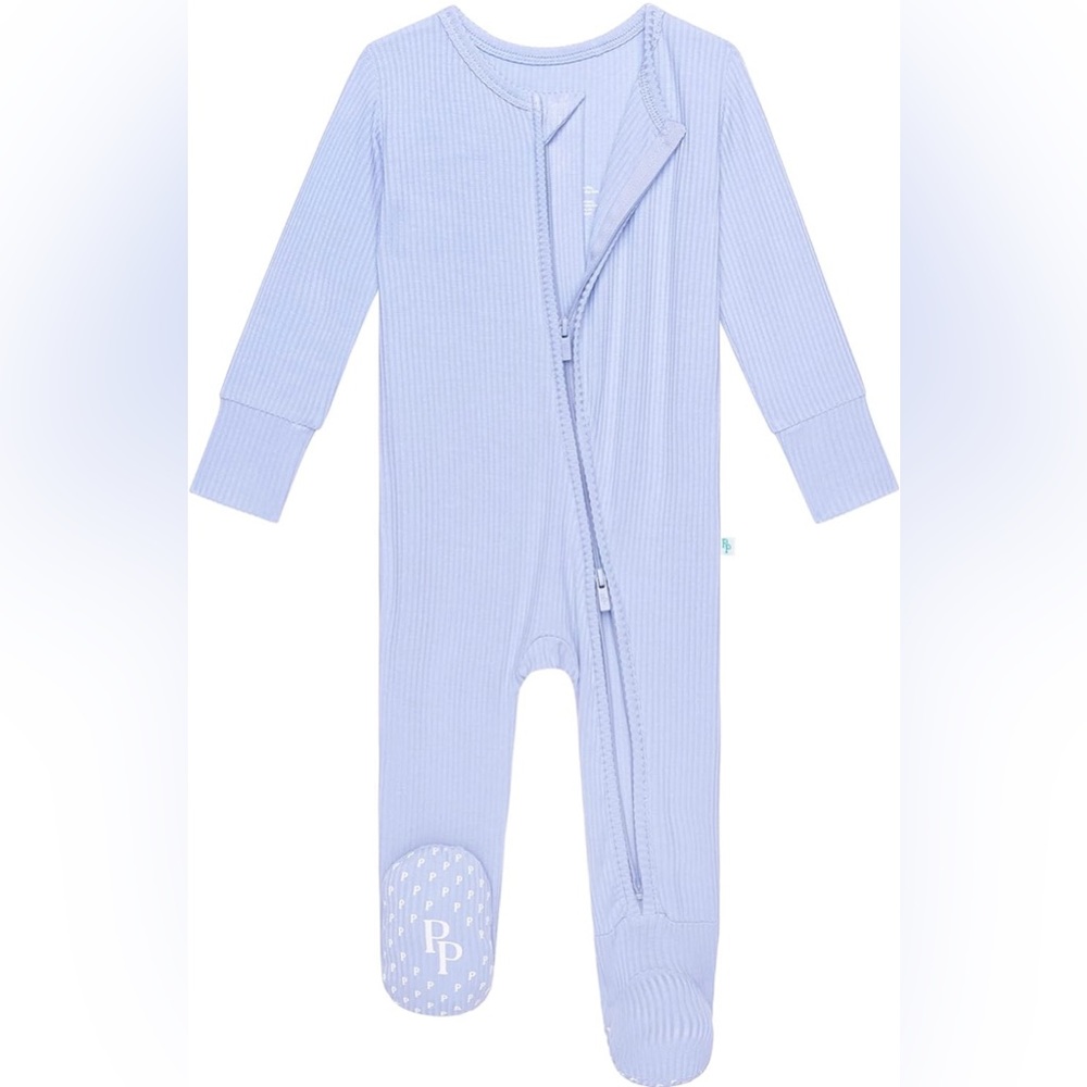 Posh Peanut NB Ribbed Powder Blue Footie Bamboo One Piece Pajama